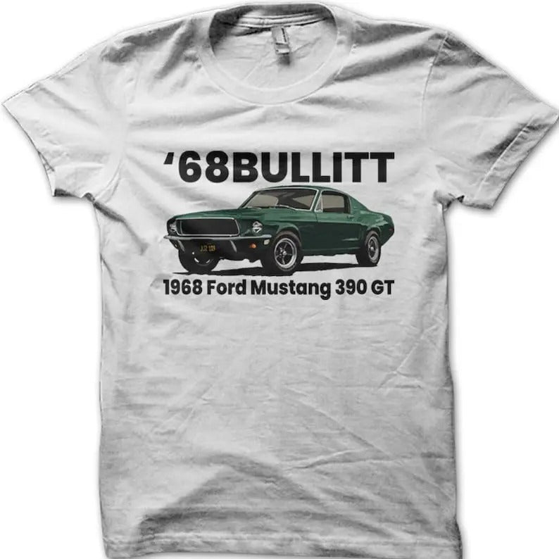 68 Bullitt Mustang 390 GT Retro Cotton - Adult & Kids T-Shirts, Sweatshirts & Hoodies apparel design preview 1