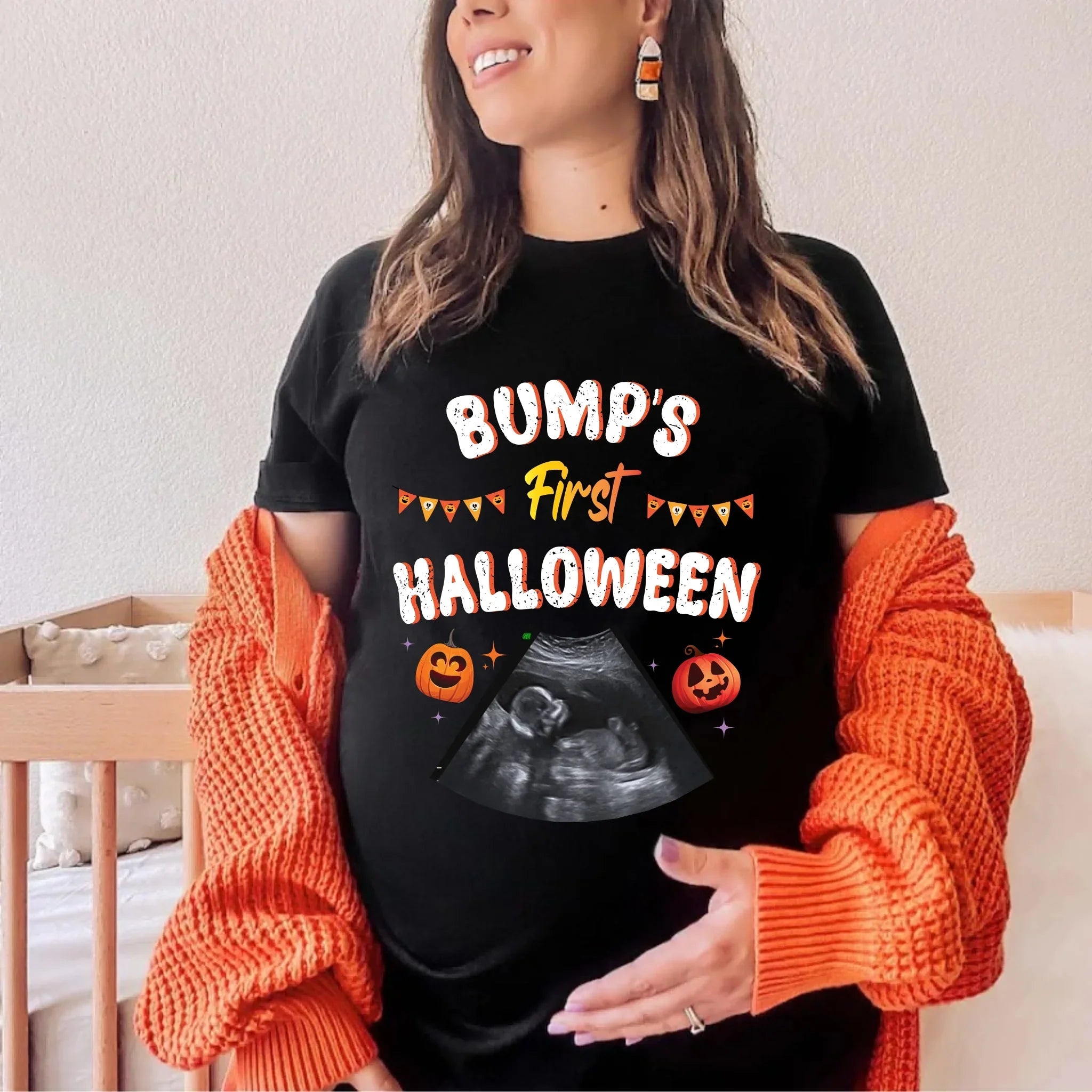 Personalized Bump'S First Halloween Custom Ultrasound - Adult & Kids T-Shirts, Sweatshirts & Hoodies apparel design preview 1