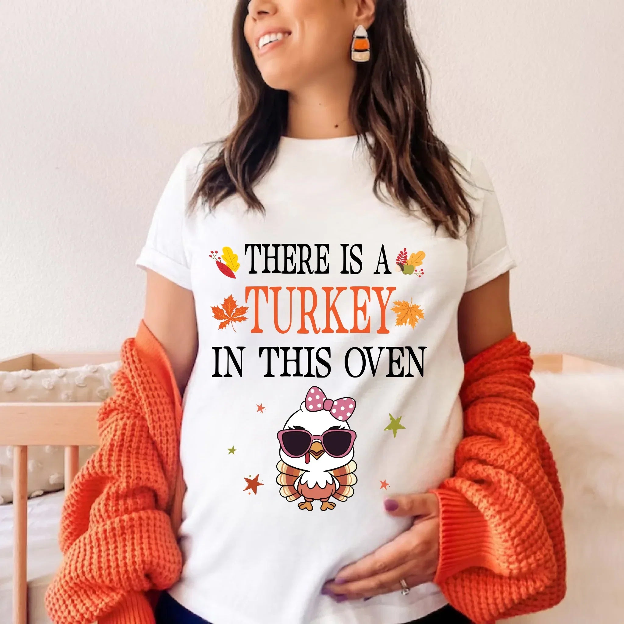 "There Is Turkey This Oven" Maternity Funny - Adult & Kids T-Shirts, Sweatshirts & Hoodies apparel design preview 1