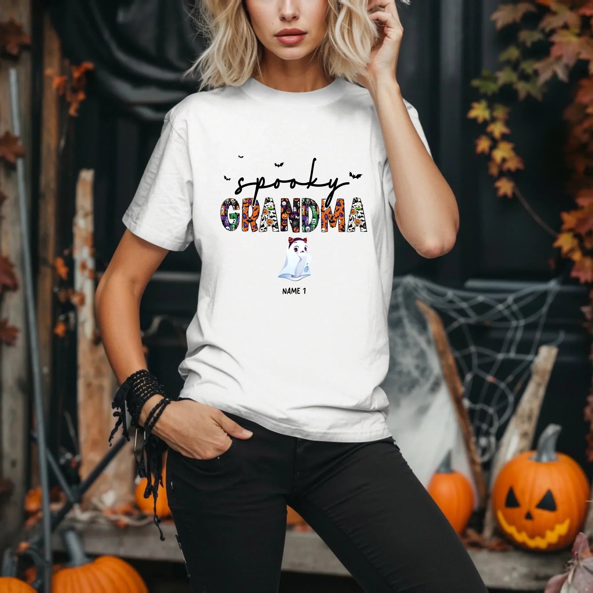 Personalized Spooky Grandma Halloween Custom Ghosts - Adult & Kids T-Shirts, Sweatshirts & Hoodies apparel design preview 1