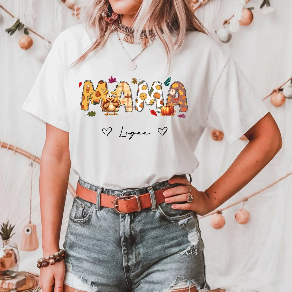 Personalized MAMA Thanksgiving Custom Family Names - Adult & Kids T-Shirts, Sweatshirts & Hoodies apparel design preview 1