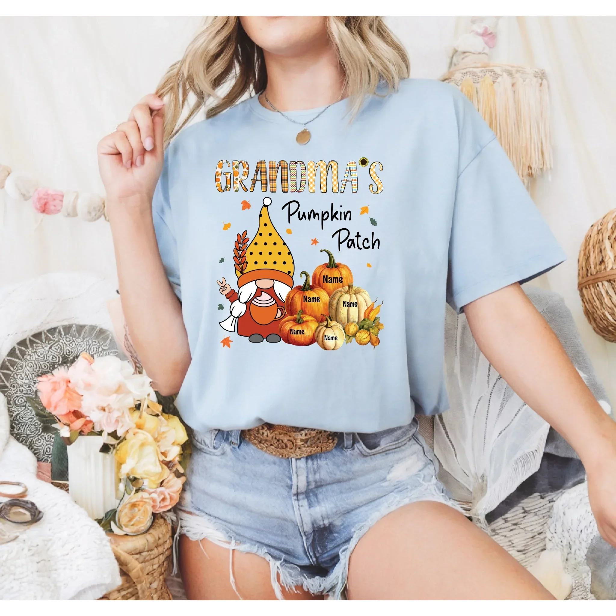 Personalized Grandma'S Pumpkin Patch Custom Family - Adult & Kids T-Shirts, Sweatshirts & Hoodies apparel design preview 1