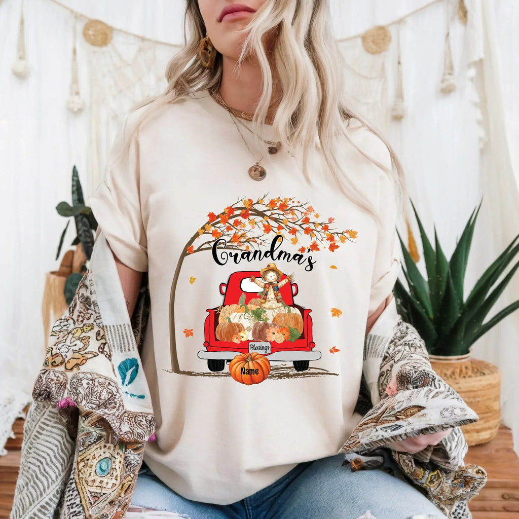 Personalized Fall Grandma Truck Custom Family Names - Adult & Kids T-Shirts, Sweatshirts & Hoodies apparel design preview 1