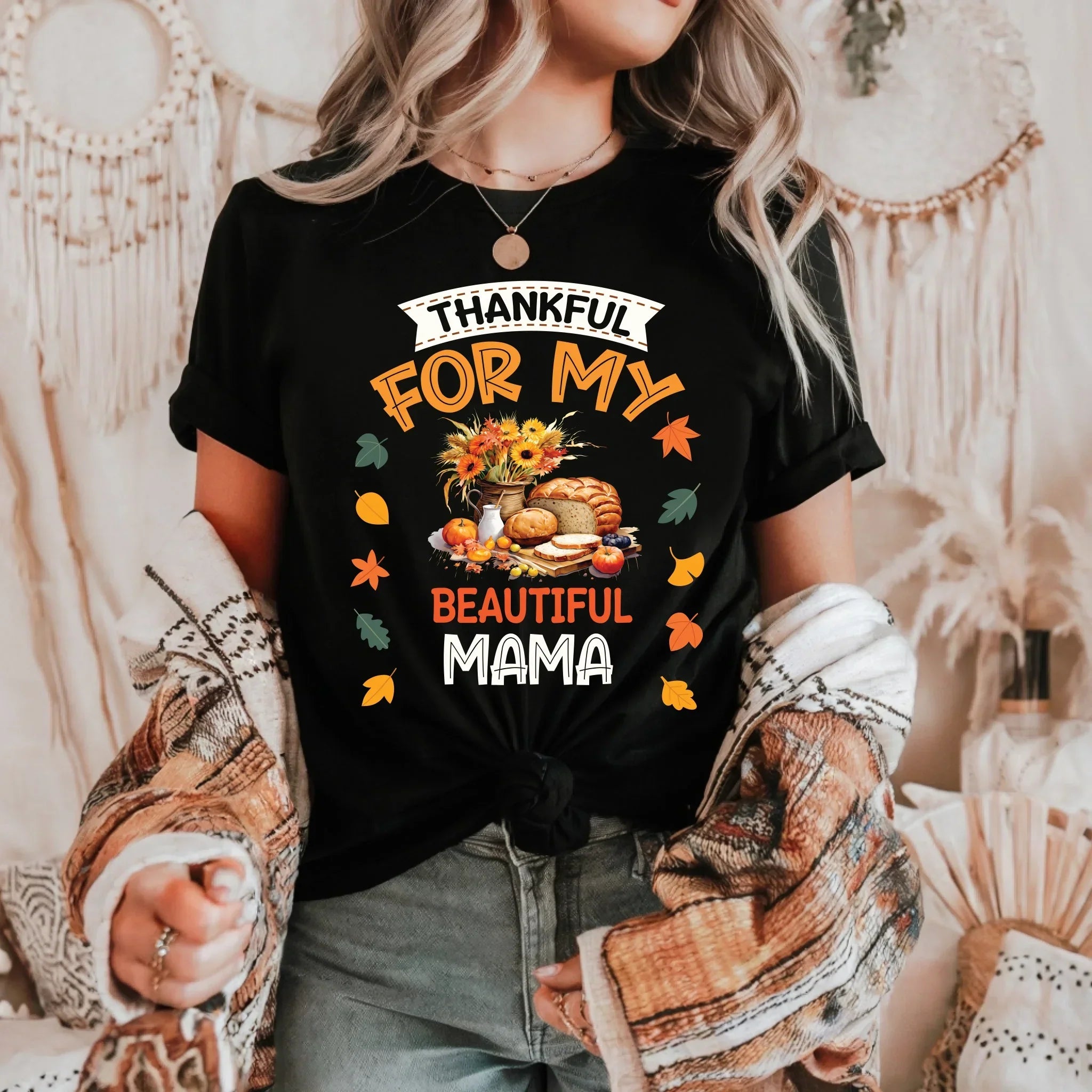 Thankful My Mom Grandma Thanksgiving Fall Harvest - Adult & Kids T-Shirts, Sweatshirts & Hoodies apparel design preview 1