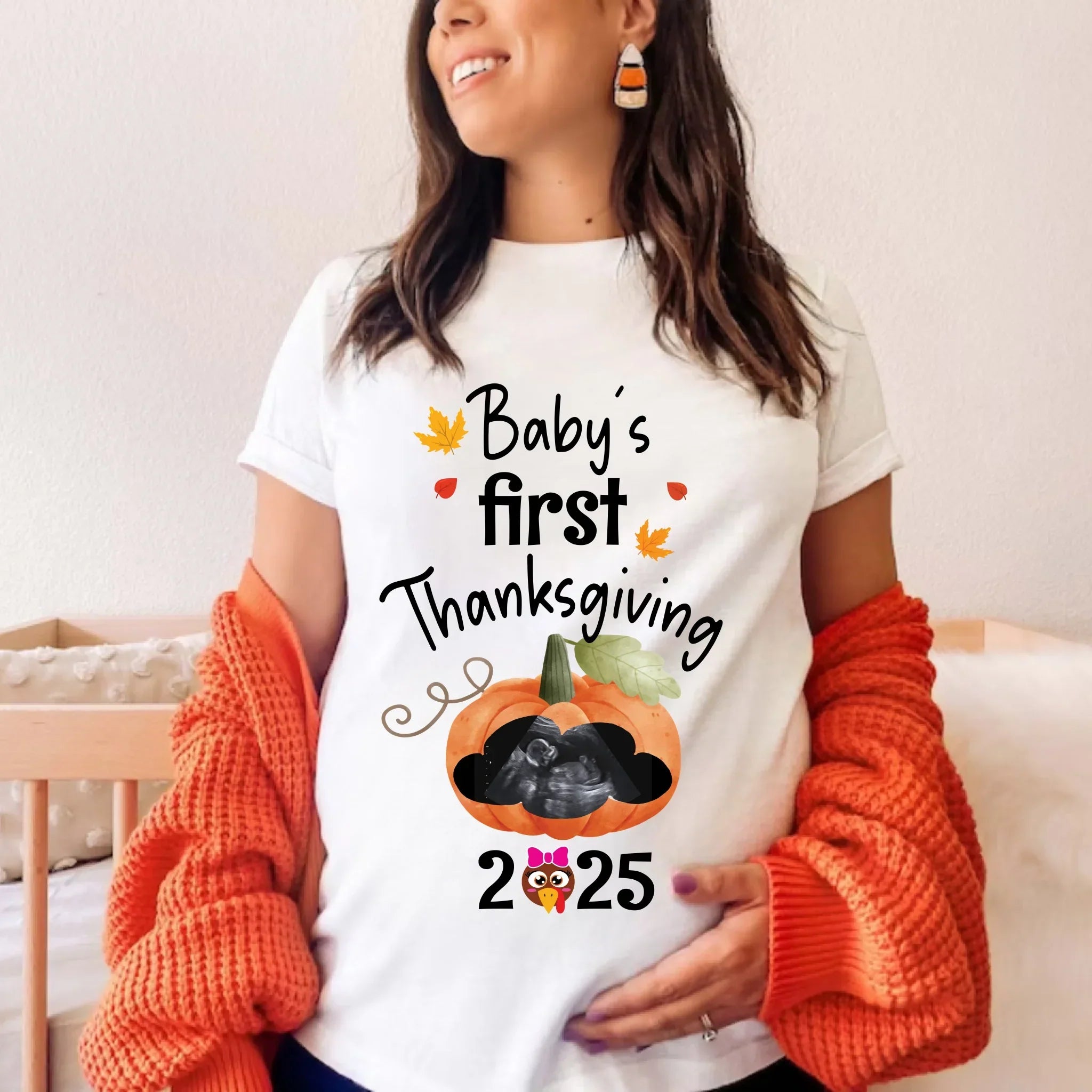 Personalized Baby'S First Thanksgiving 2025 Maternity - Adult & Kids T-Shirts, Sweatshirts & Hoodies apparel design preview 1