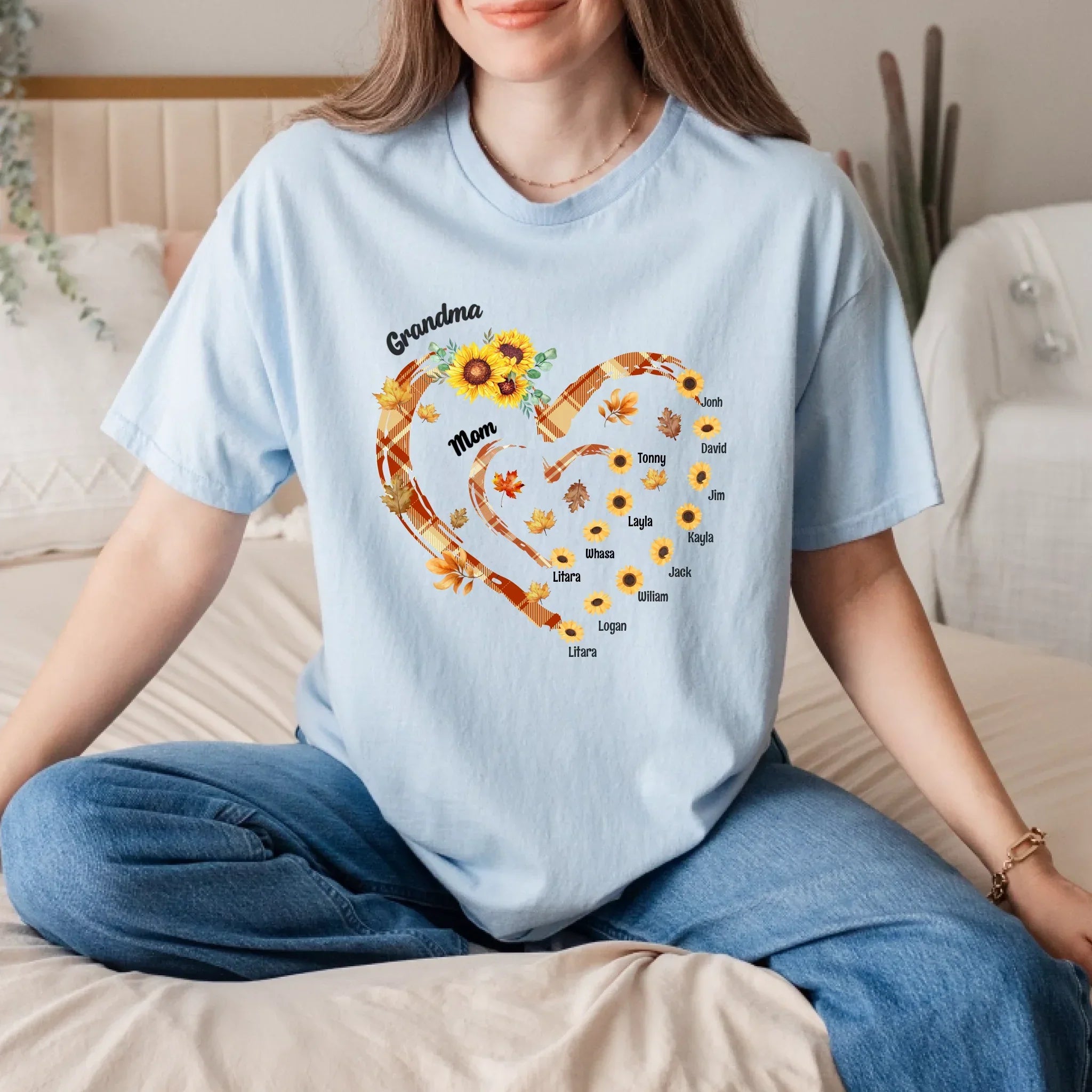 Custom Thanksgiving Grandma Personalized Family Heart - Adult & Kids T-Shirts, Sweatshirts & Hoodies apparel design preview 1