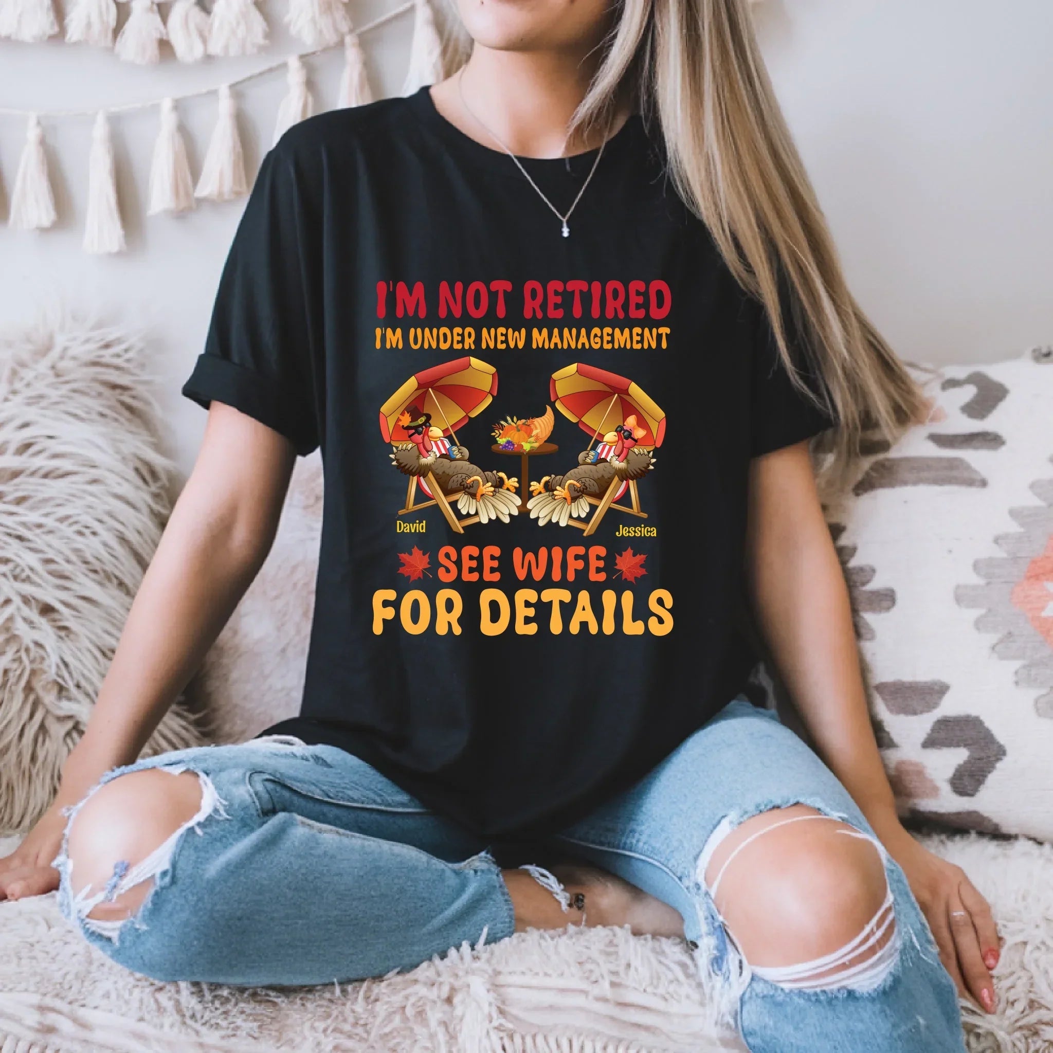 Funny Autumn Couple Personalized "I'M Not Retired See - Adult & Kids T-Shirts, Sweatshirts & Hoodies apparel design preview 1