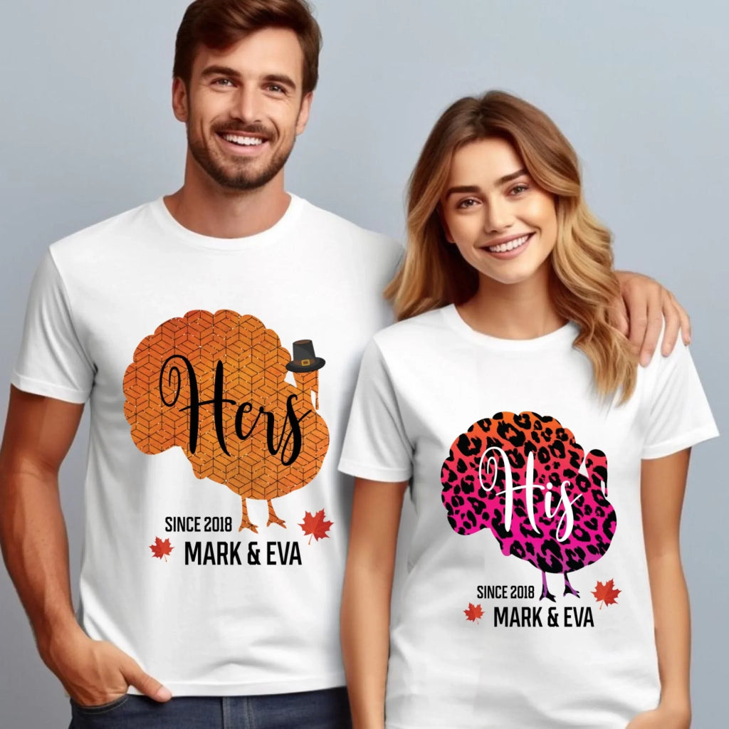 Personalized Couple His Hers Turkey Custom Names - Adult & Kids T-Shirts, Sweatshirts & Hoodies apparel design preview 1
