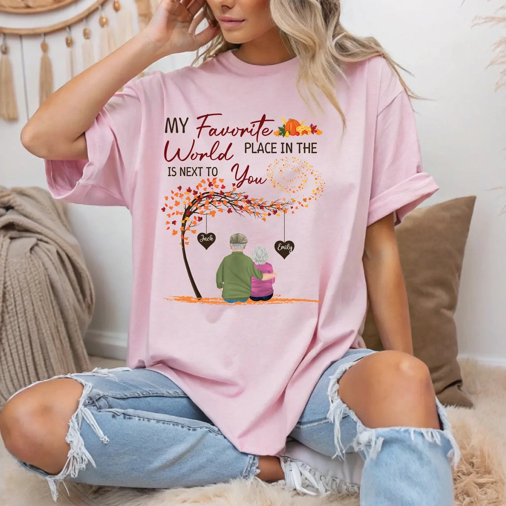 Personalized Elderly Couple "My Favorite Place Is - Adult & Kids T-Shirts, Sweatshirts & Hoodies apparel design preview 1