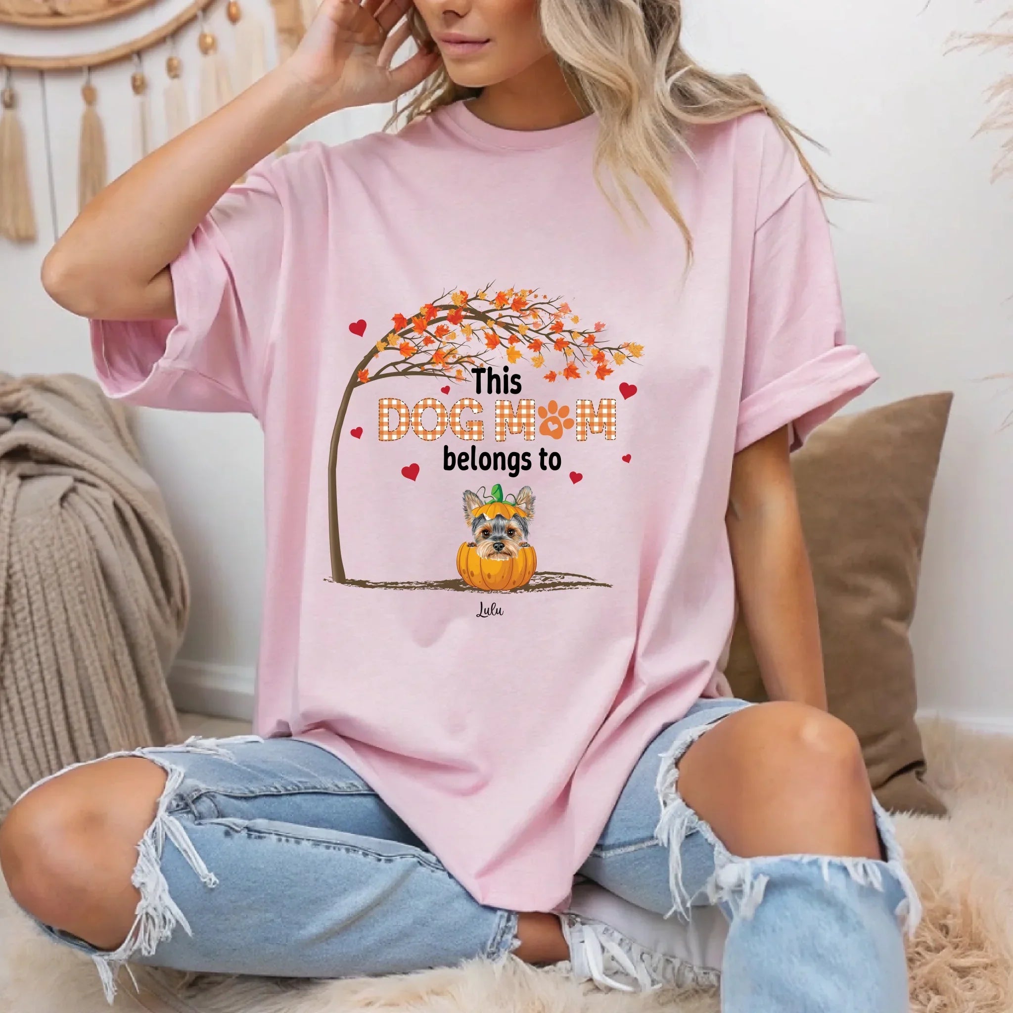 Personalized Dog Mom Thanksgiving Custom Name Fall - Adult & Kids T-Shirts, Sweatshirts & Hoodies apparel design preview 1