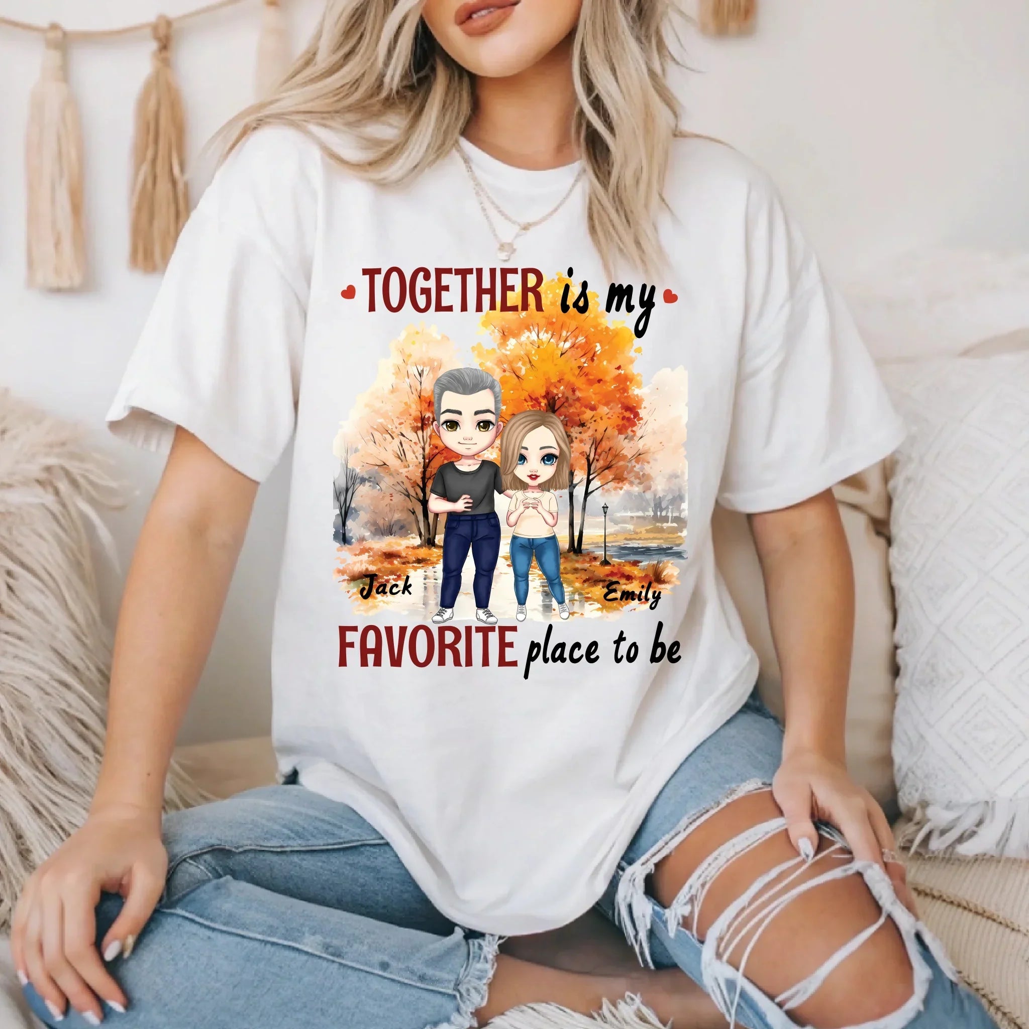 Personalized Couple Custom Names Characters "Together - Adult & Kids T-Shirts, Sweatshirts & Hoodies apparel design preview 1