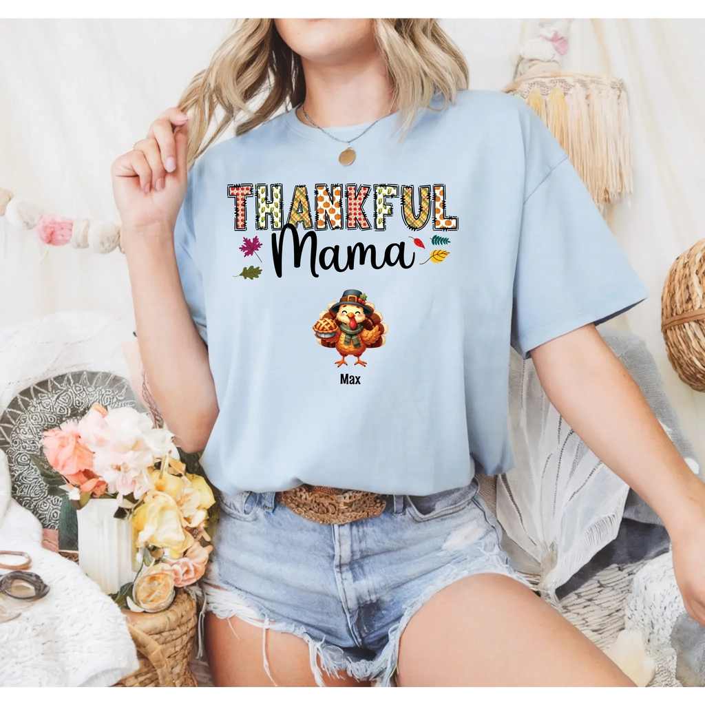 Thankful Mama Personalized Thanksgiving Custom Family - Adult & Kids T-Shirts, Sweatshirts & Hoodies apparel design preview 1