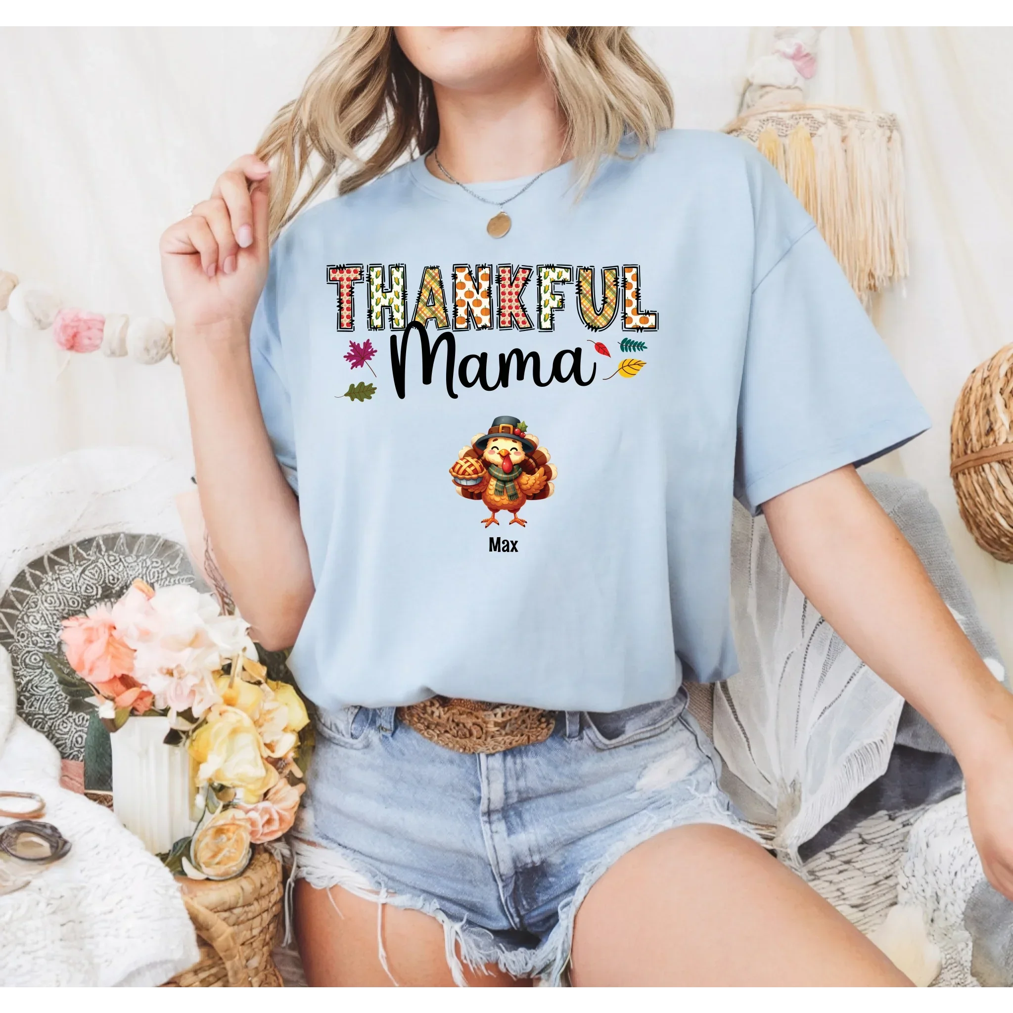 Thankful Mama Personalized Thanksgiving Custom Family - Adult & Kids T-Shirts, Sweatshirts & Hoodies apparel design preview 1