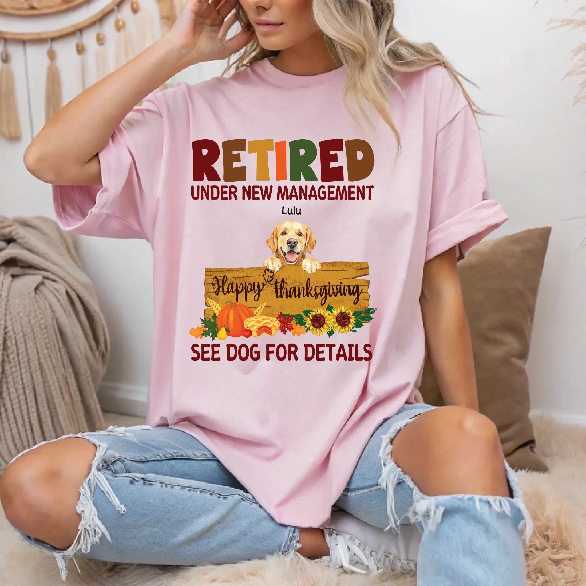 Personalized Retired Dog Lover Thanksgiving "See Dogs - Adult & Kids T-Shirts, Sweatshirts & Hoodies apparel design preview 1
