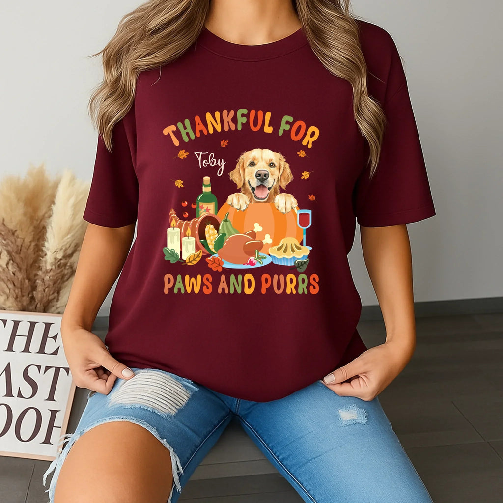 Custom Thanksgiving Pet Thankful Paws Purrs Your - Adult & Kids T-Shirts, Sweatshirts & Hoodies apparel design preview 1