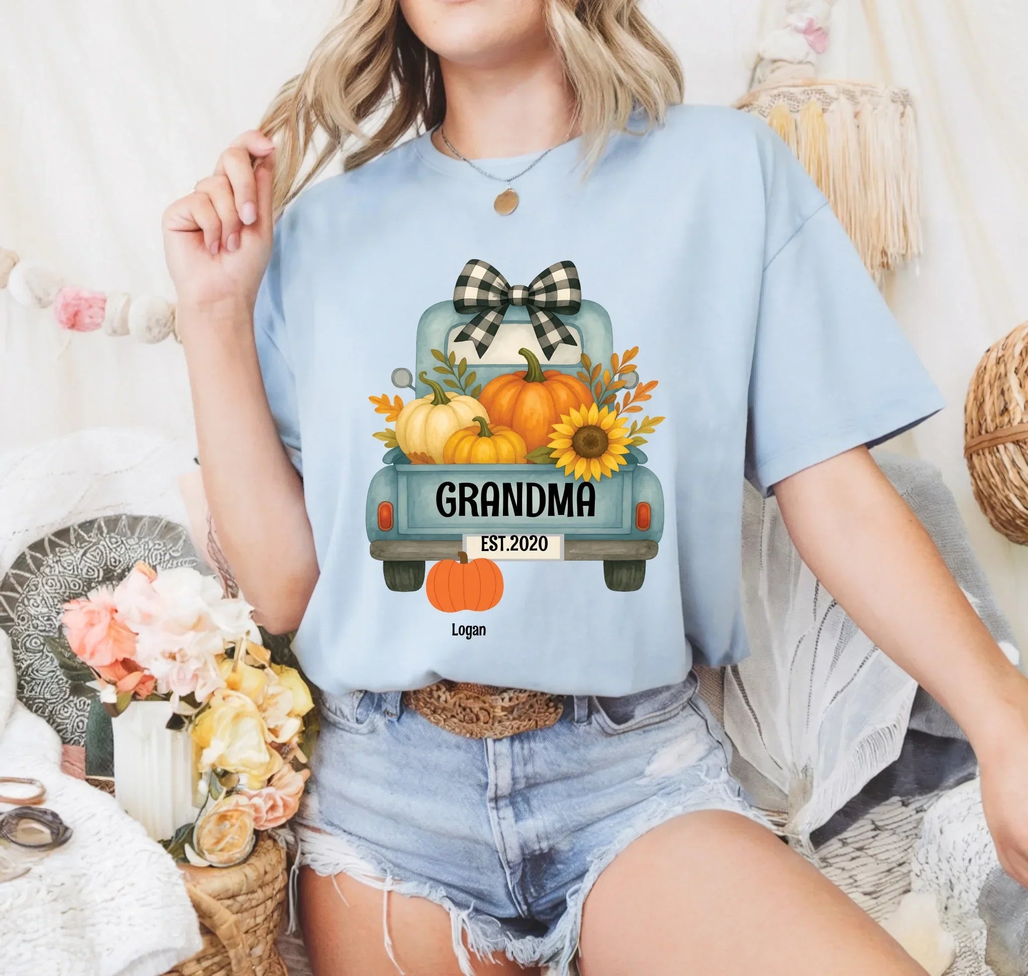 Personalized Nana Fall Custom Family Names Pumpkin - Adult & Kids T-Shirts, Sweatshirts & Hoodies apparel design preview 1