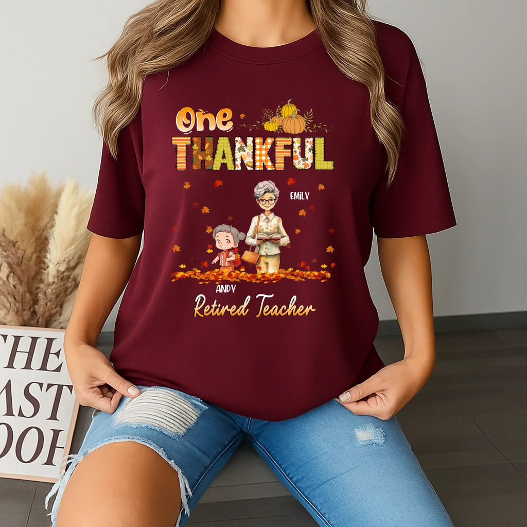 One Thankful Retired Teacher Personalized - Adult & Kids T-Shirts, Sweatshirts & Hoodies apparel design preview 1