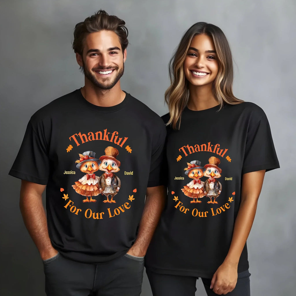 Thankful Our Love Personalized Couple Custom Names - Adult & Kids T-Shirts, Sweatshirts & Hoodies apparel design preview 1