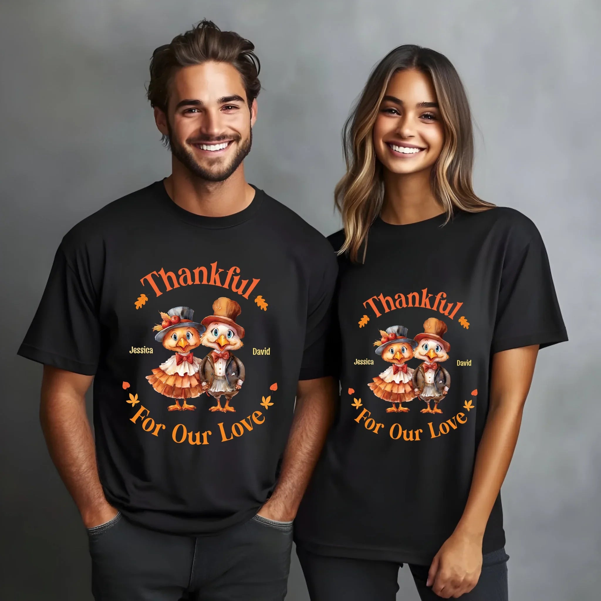 Thankful Our Love Personalized Couple Custom Names - Adult & Kids T-Shirts, Sweatshirts & Hoodies apparel design preview 1