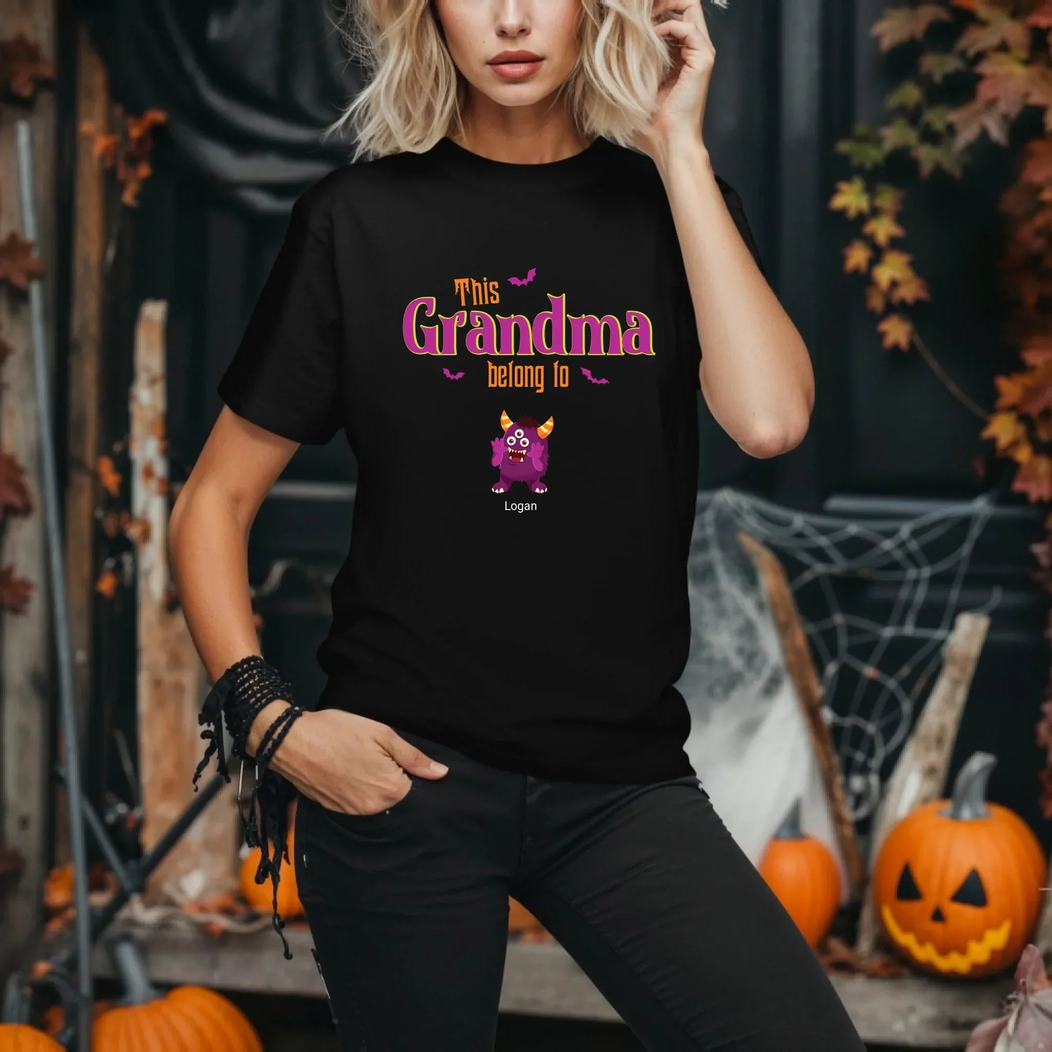 Personalized Grandma Mommy Halloween Custom Names - Adult & Kids T-Shirts, Sweatshirts & Hoodies apparel design preview 1