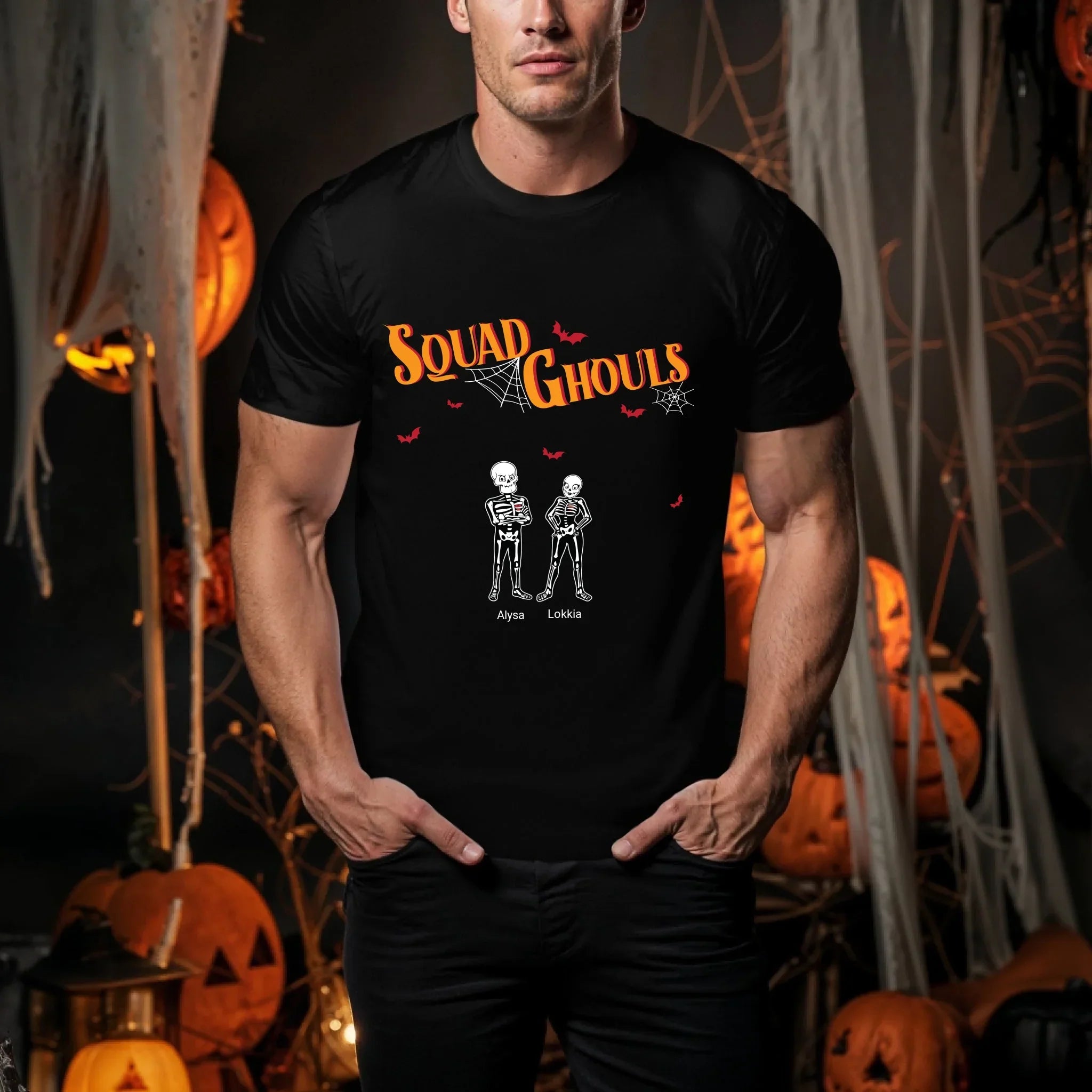 Personalized Squad Ghouls Halloween Custom Skeleton - Adult & Kids T-Shirts, Sweatshirts & Hoodies apparel design preview 1