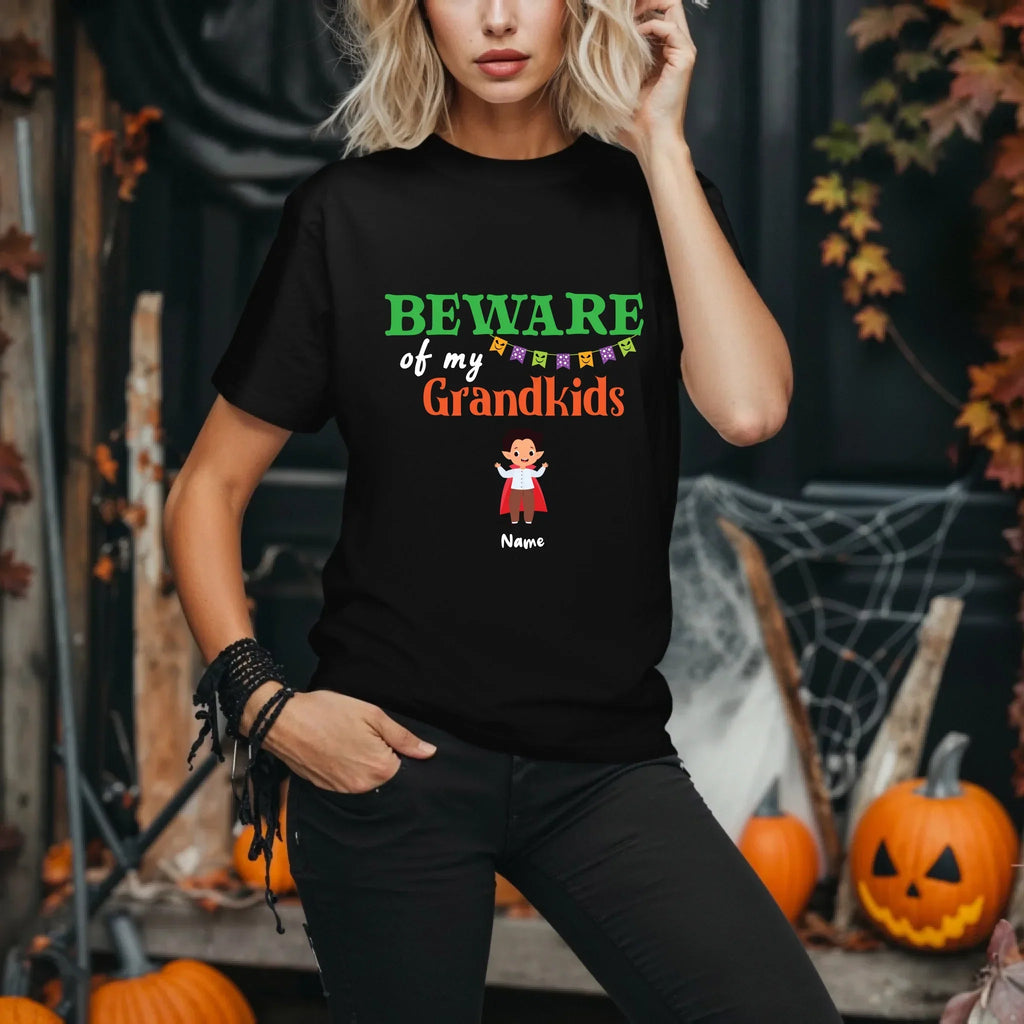 Personalized Beware My Grandkids Halloween Custom - Adult & Kids T-Shirts, Sweatshirts & Hoodies apparel design preview 1