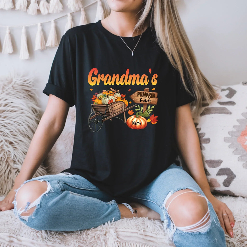 Personalized "Grandma'S Pumpkin Patch" Thanksgiving - Adult & Kids T-Shirts, Sweatshirts & Hoodies apparel design preview 1