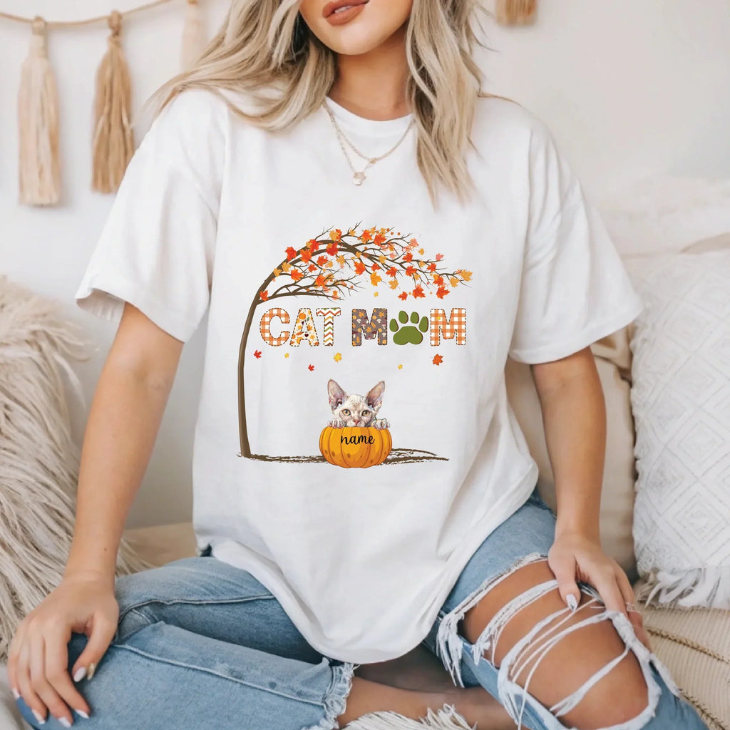 Personalized Cat Mom Thanksgiving Custom Breeds Names - Adult & Kids T-Shirts, Sweatshirts & Hoodies apparel design preview 1