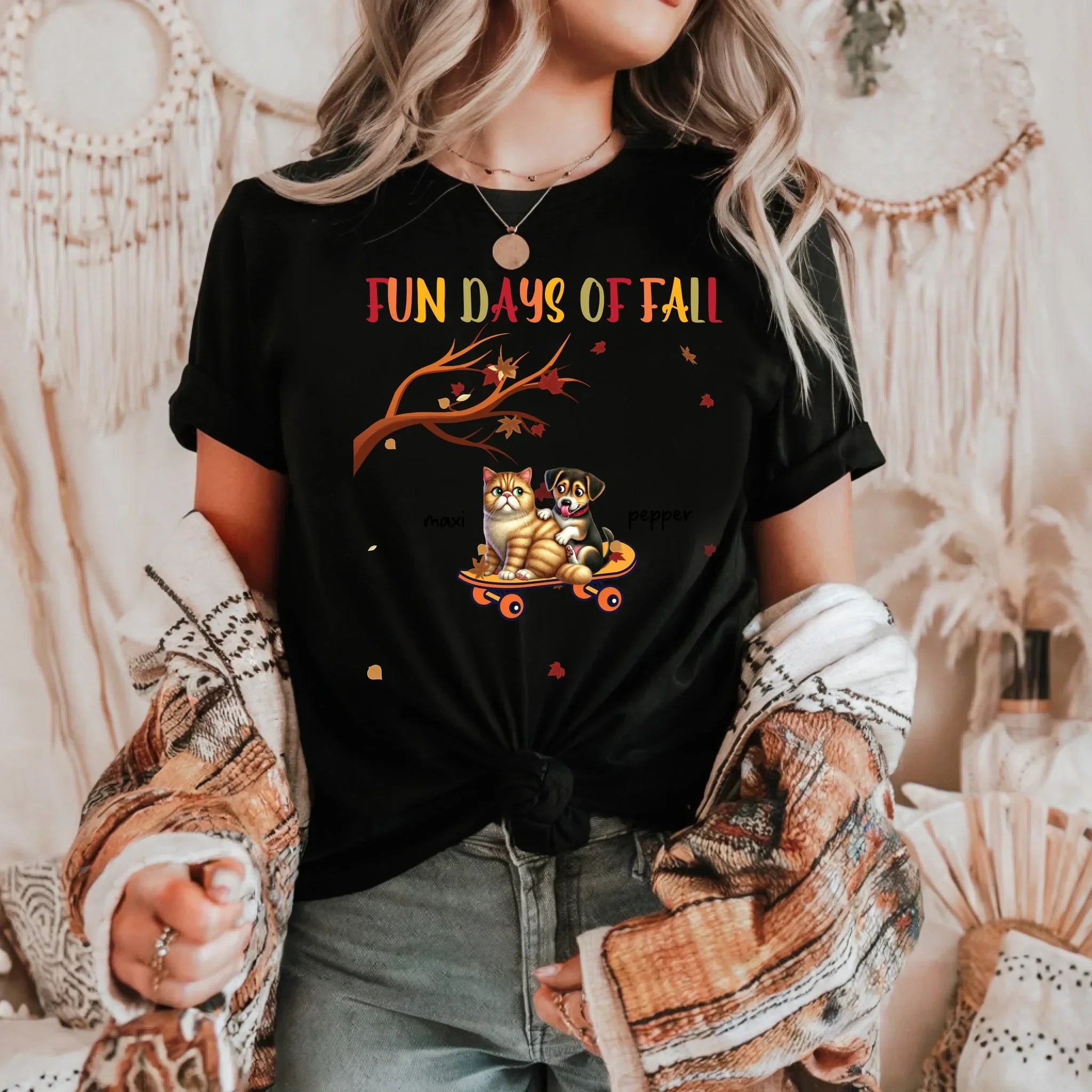 Personalized Fall Pet Custom Cat Dog Names Breeds Fun - Adult & Kids T-Shirts, Sweatshirts & Hoodies apparel design preview 1