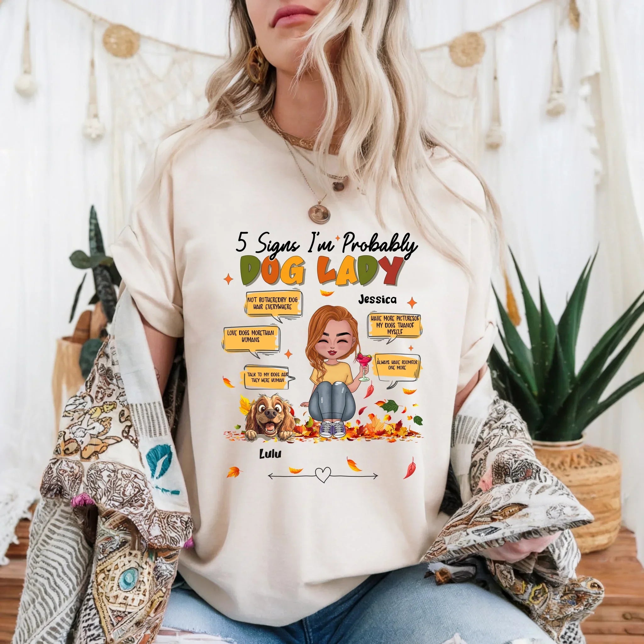 Personalized Thanksgiving Dog Mom 5 Signs I'M - Adult & Kids T-Shirts, Sweatshirts & Hoodies apparel design preview 1