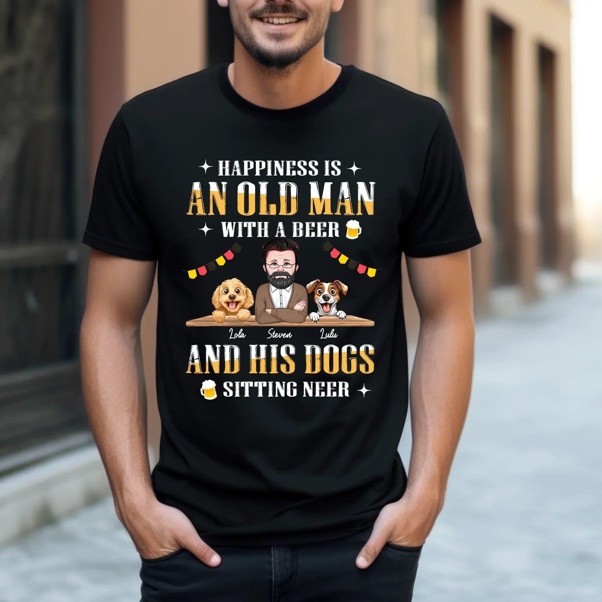Personalized Old Man Dogs Custom Dog Names Characters - Adult & Kids T-Shirts, Sweatshirts & Hoodies apparel design preview 1