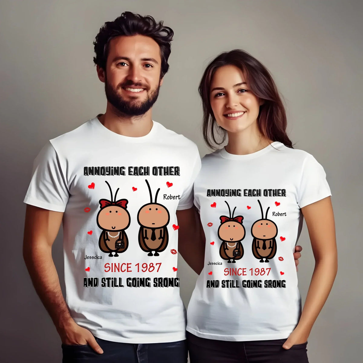 Funny Personalized Cockroach Couple Custom Names Year - Adult & Kids T-Shirts, Sweatshirts & Hoodies apparel design preview 1