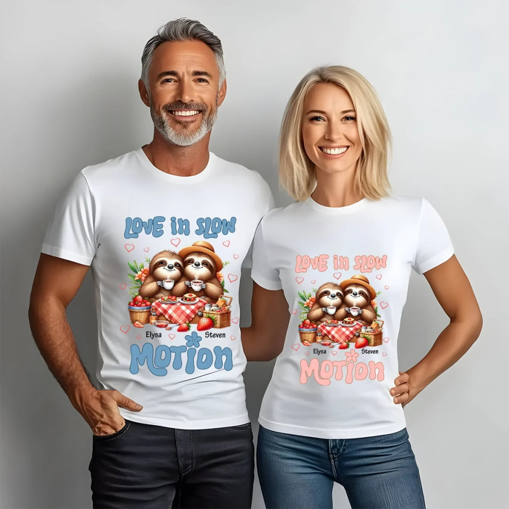 Personalized Sloth Couple Anniversary Custom Names - Adult & Kids T-Shirts, Sweatshirts & Hoodies apparel design preview 1