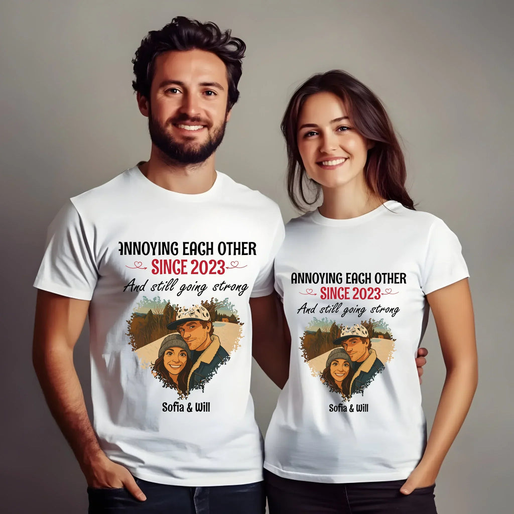 Custom Couple Portrait Annoying Each Other Since - Adult & Kids T-Shirts, Sweatshirts & Hoodies apparel design preview 1