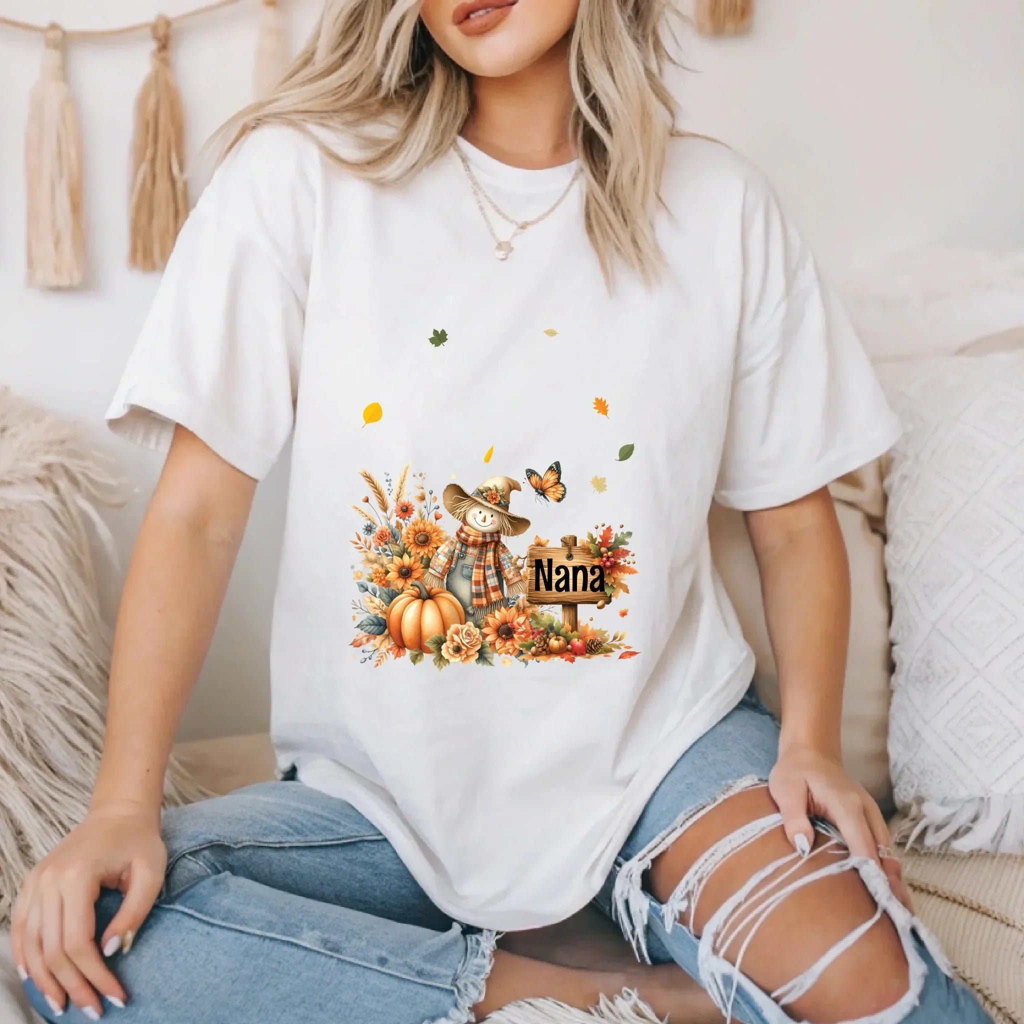 Personalized Fall Pumpkin Nana Custom Grandkids Names - Adult & Kids T-Shirts, Sweatshirts & Hoodies apparel design preview 1