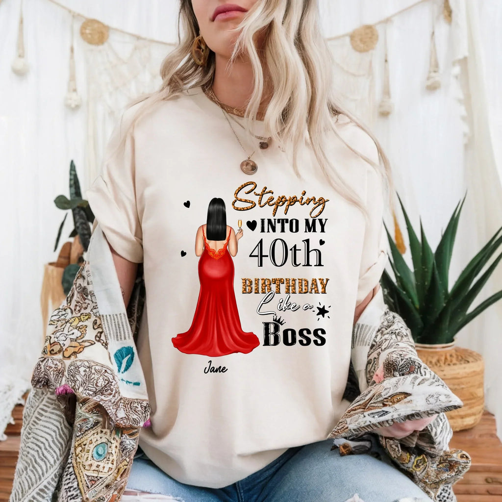 Personalized Stepping My [Age] Like Boss Custom Name - Adult & Kids T-Shirts, Sweatshirts & Hoodies apparel design preview 1