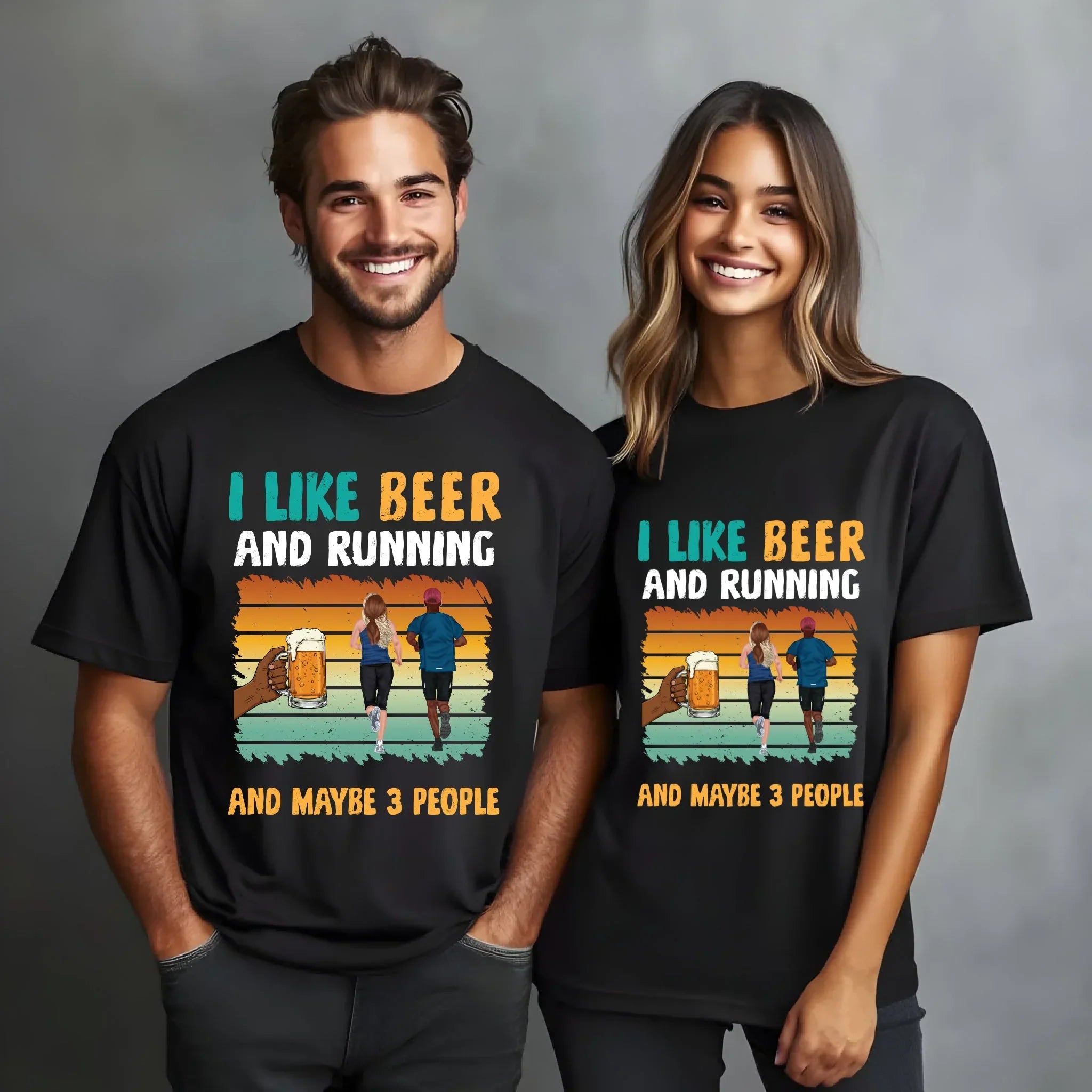 Personalized Beer Running I Like Maybe 3 People - Adult & Kids T-Shirts, Sweatshirts & Hoodies apparel design preview 1
