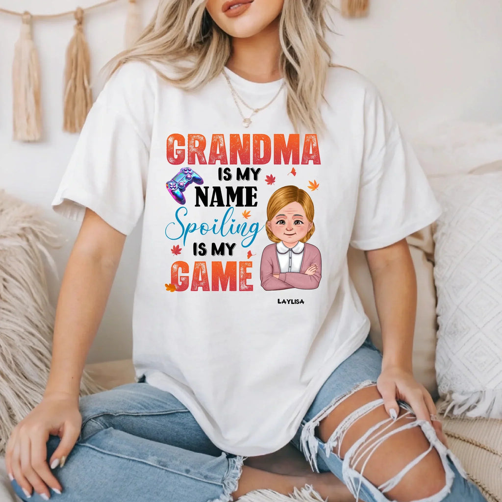 Personalized Grandma Grandpa "Is My Name Spoiling - Adult & Kids T-Shirts, Sweatshirts & Hoodies apparel design preview 1