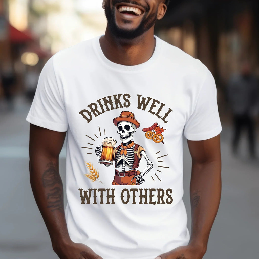 Drinks Well Others Funny Skeleton Beer Lover - Adult & Kids T-Shirts, Sweatshirts & Hoodies apparel design preview 1