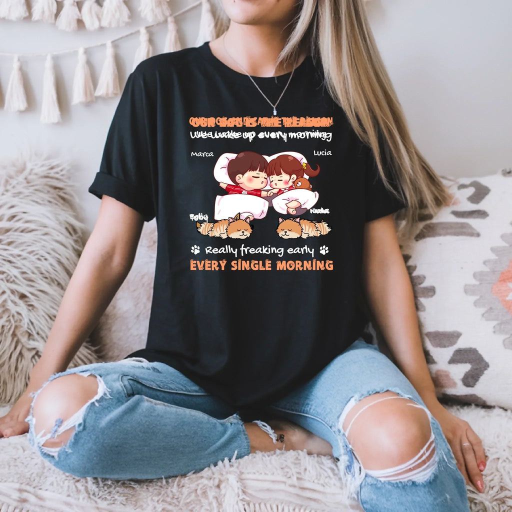 Our Dog Cat Is Reason Every Single Morning - Adult & Kids T-Shirts, Sweatshirts & Hoodies apparel design preview 1