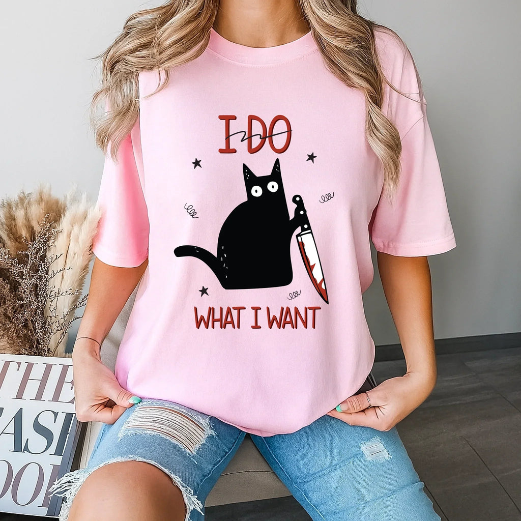 Funny Cat I Do What Want Black Knife - Adult & Kids T-Shirts, Sweatshirts & Hoodies apparel design preview 1