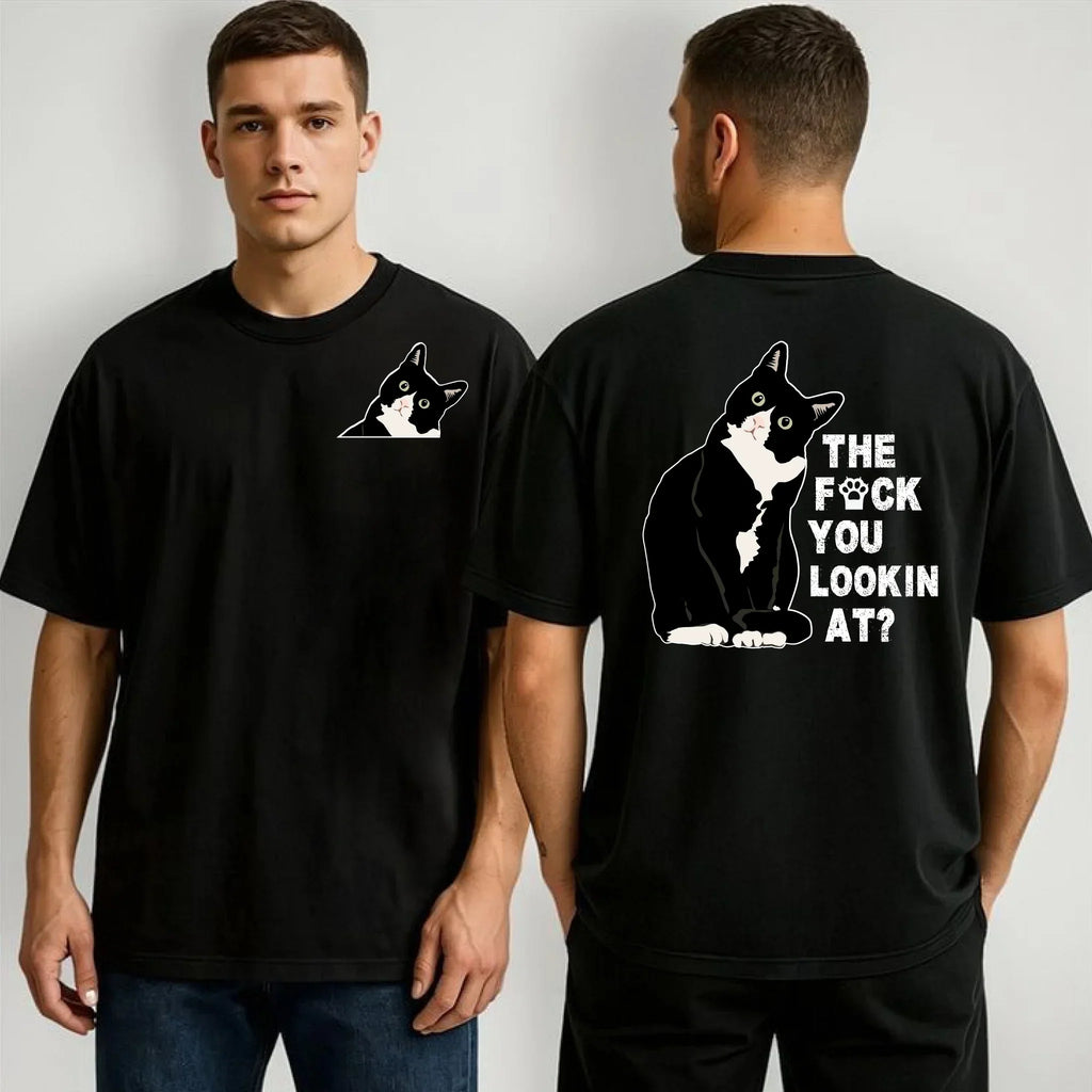 F*Ck You Lookin Cat Funny Attitude - Adult & Kids T-Shirts, Sweatshirts & Hoodies apparel design preview 1