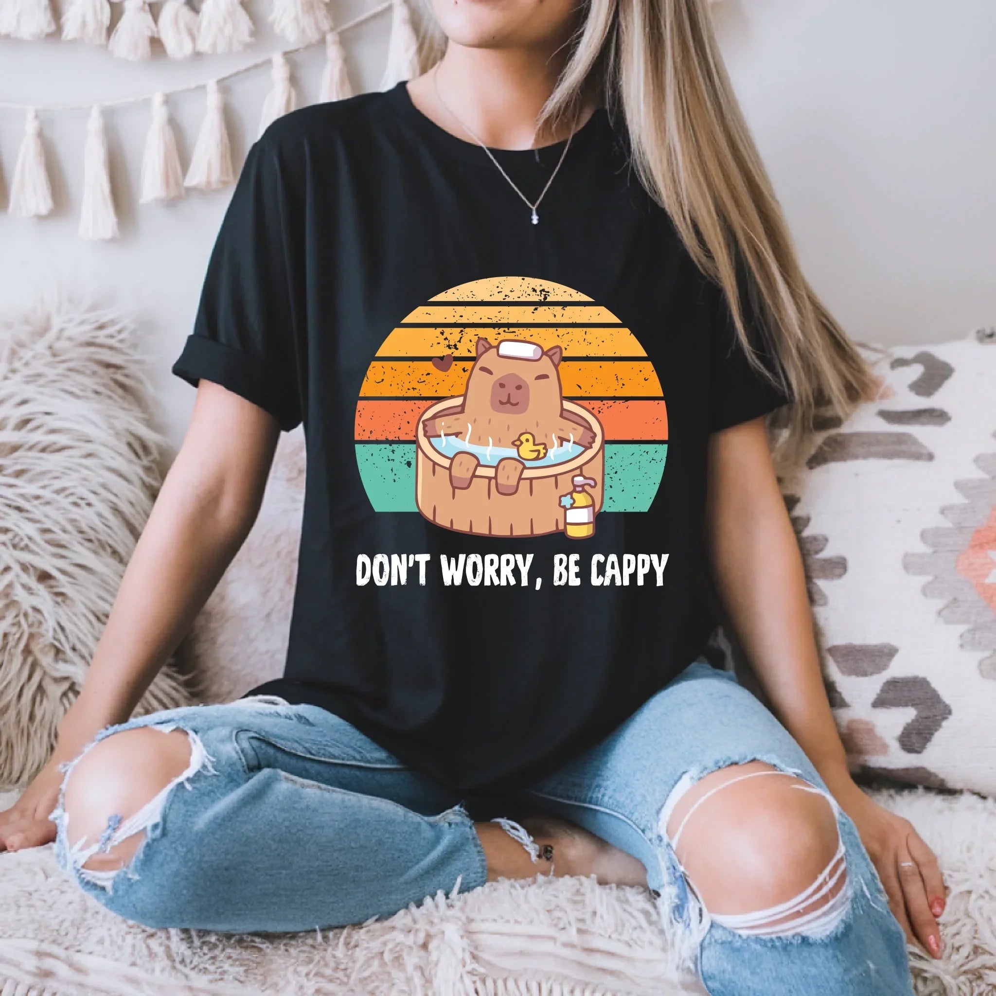Don'T Worry Be Cappy Funny Capybara - Adult & Kids T-Shirts, Sweatshirts & Hoodies apparel design preview 1
