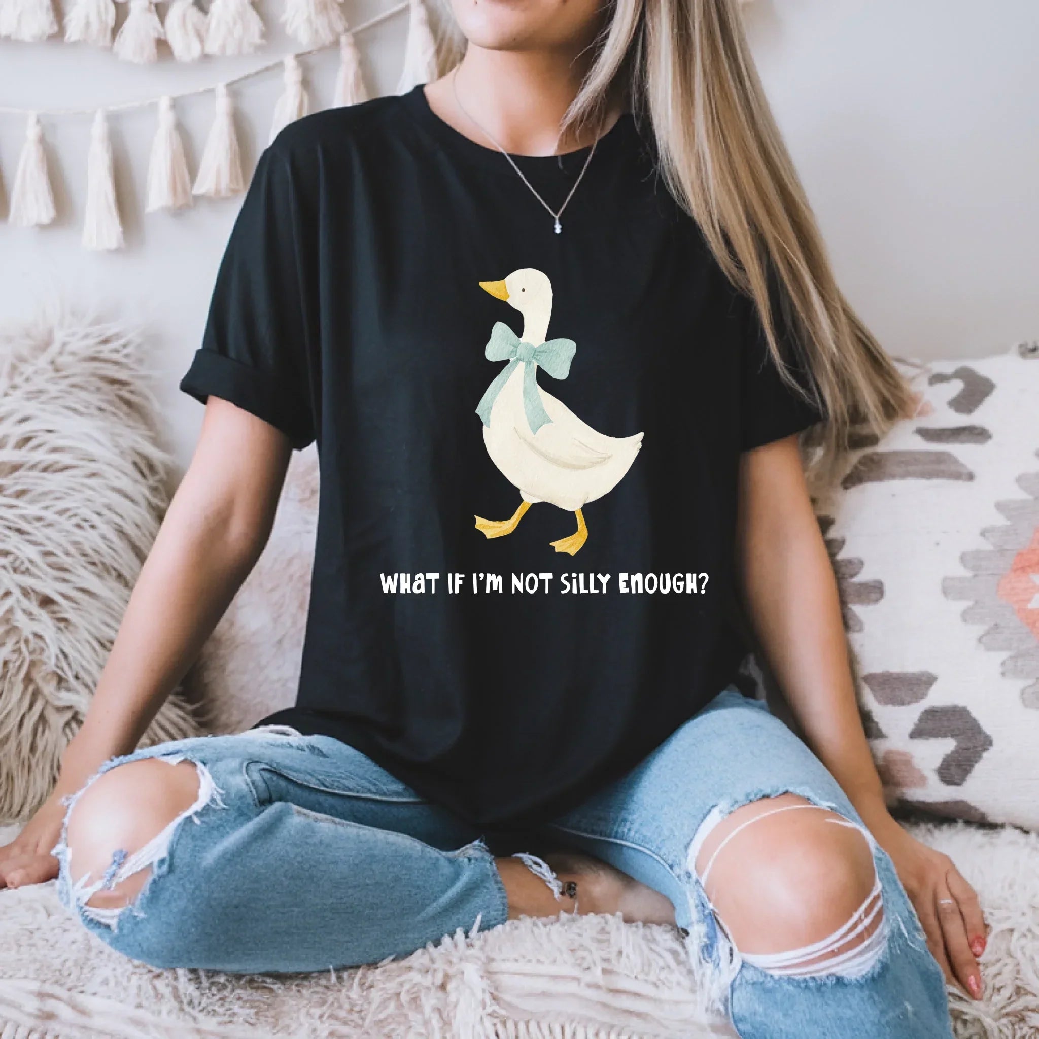 Funny Duck "What If I'M Not Silly Enough?" Cute Lover - Adult & Kids T-Shirts, Sweatshirts & Hoodies apparel design preview 1