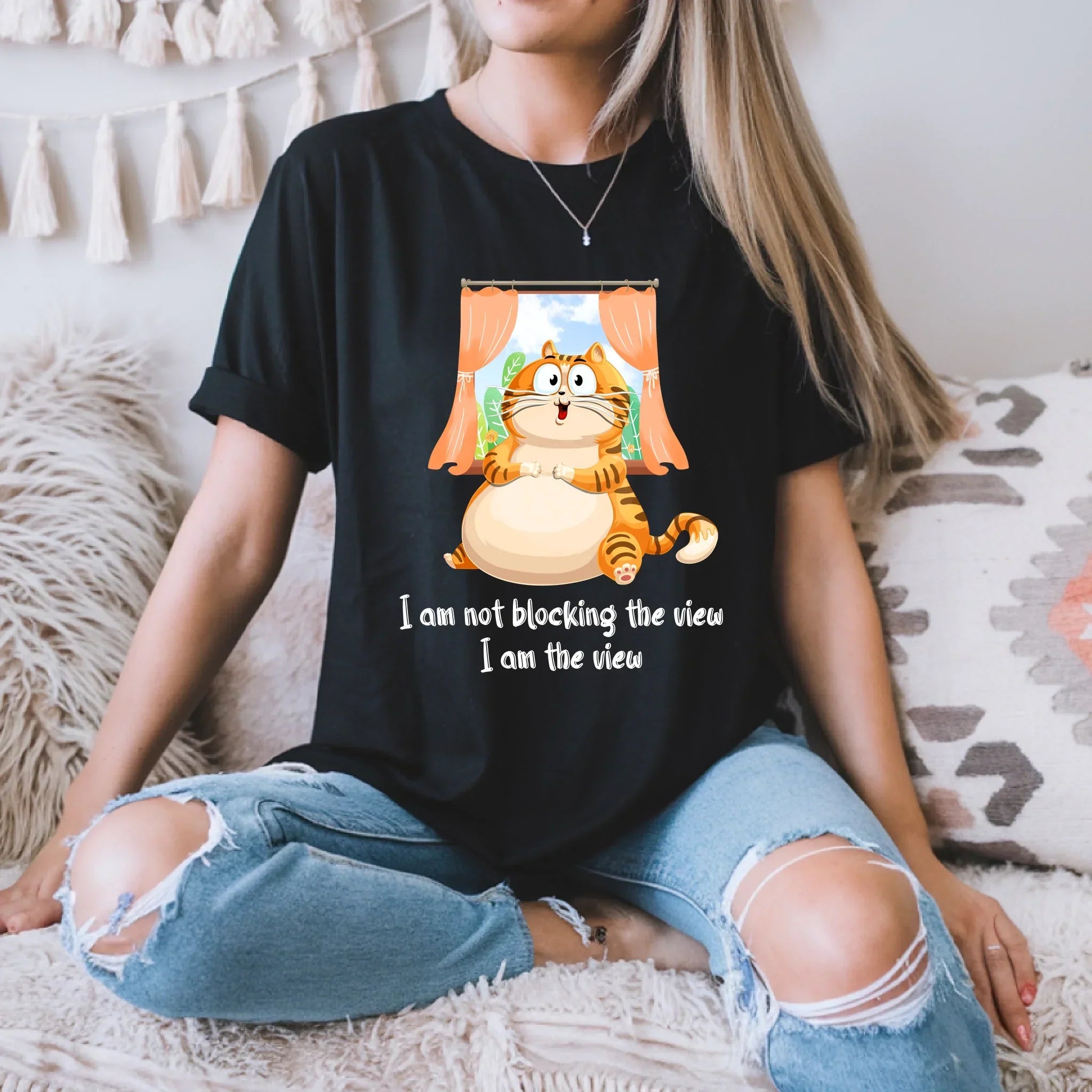 Funny Cat "I Am Not Blocking View Cute Lover - Adult & Kids T-Shirts, Sweatshirts & Hoodies apparel design preview 1