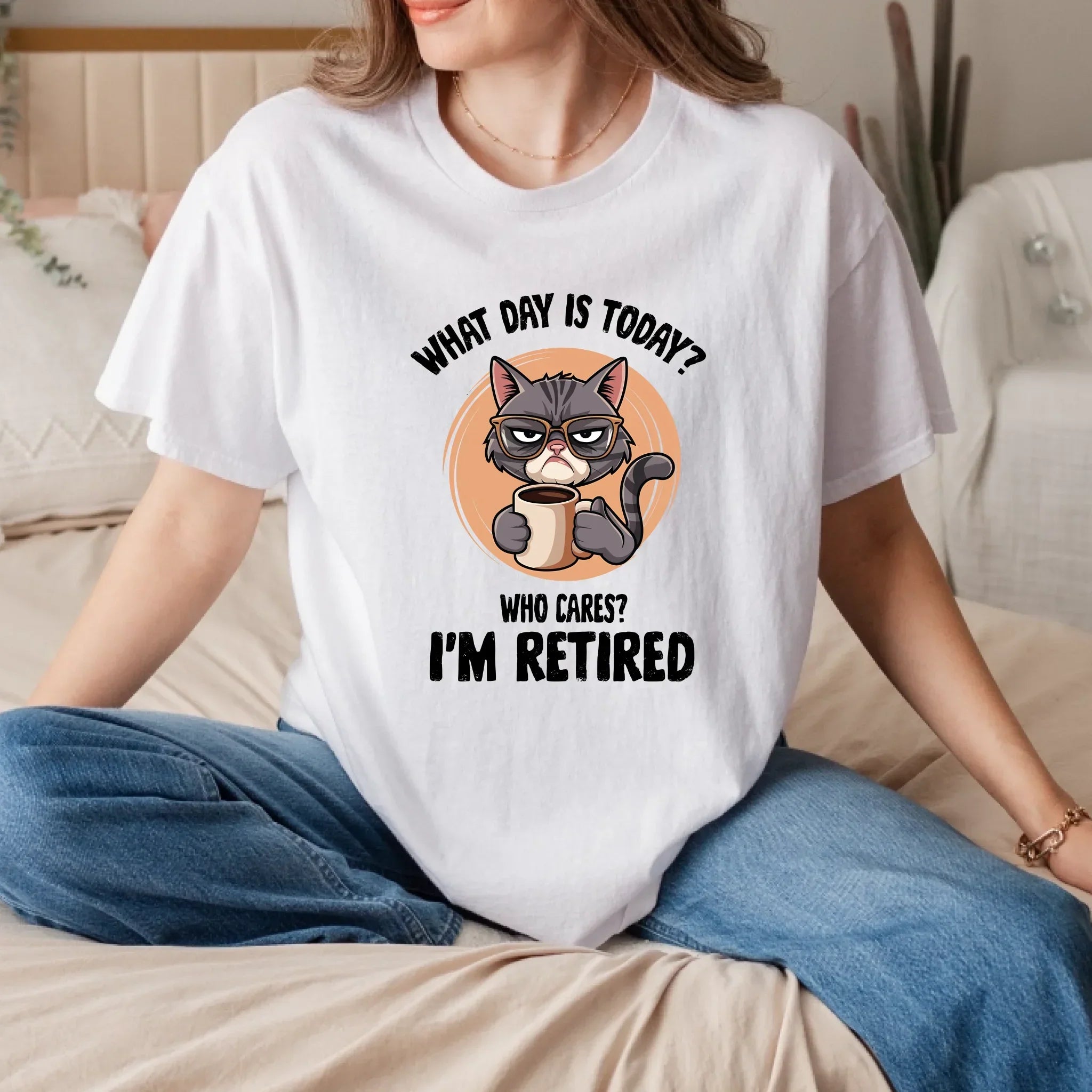 What Day Is Today? I'M Retired Cat Funny Retirement - Adult & Kids T-Shirts, Sweatshirts & Hoodies apparel design preview 1