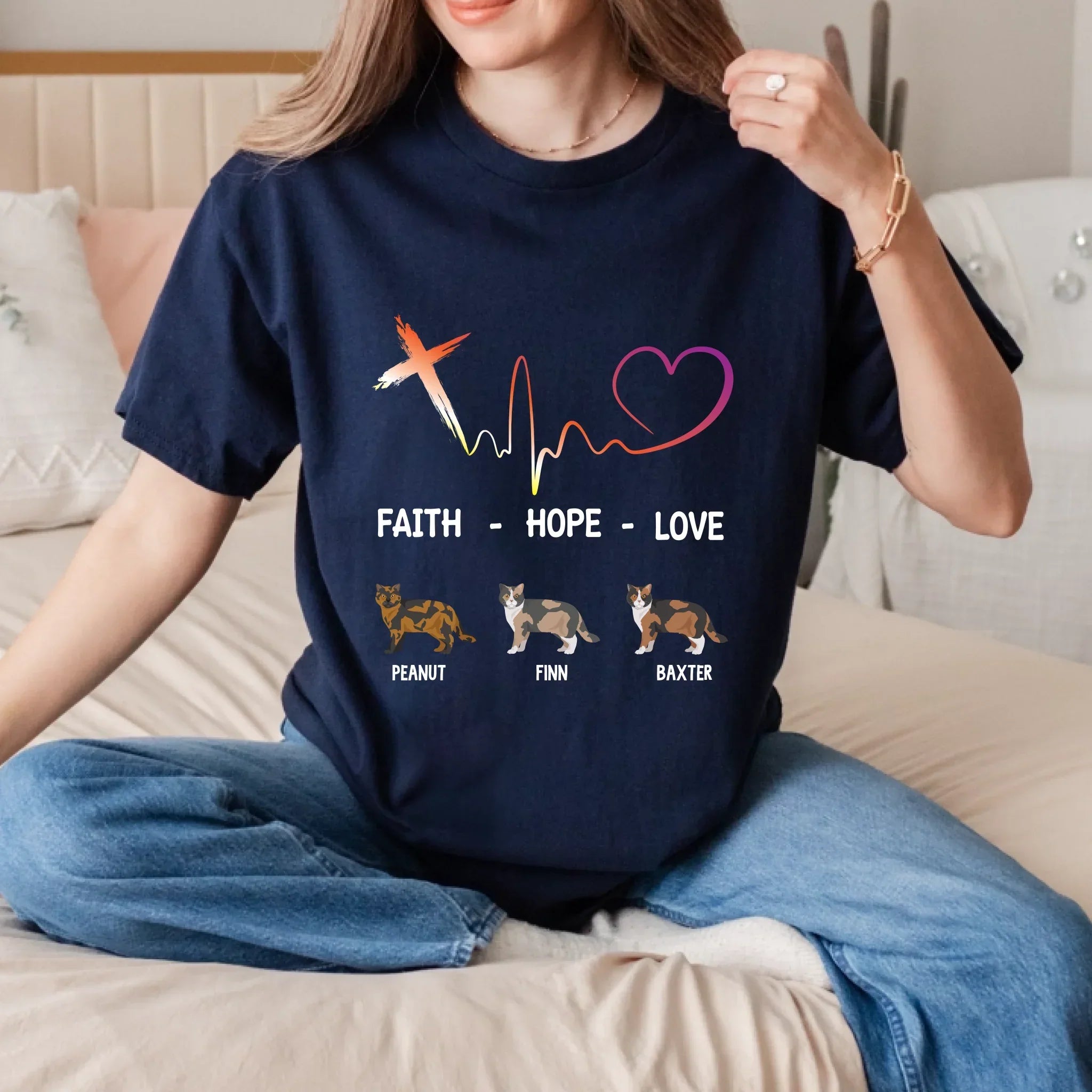 Custom Cat Faith Hope Love Personalized Pet Add Breed - Adult & Kids T-Shirts, Sweatshirts & Hoodies apparel design preview 1
