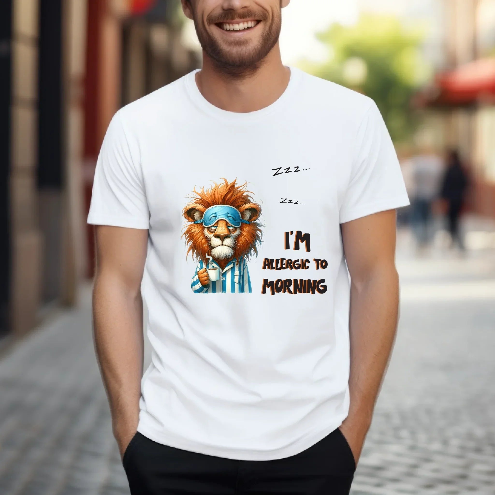 Funny Animals I'M Allergic Morning Sleeping Coffee - Adult & Kids T-Shirts, Sweatshirts & Hoodies apparel design preview 1