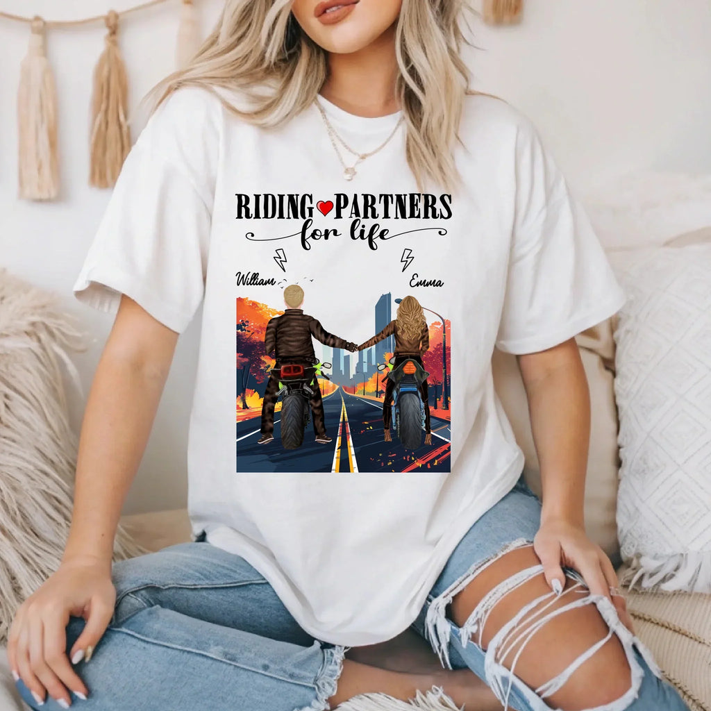 Personalized Riding Partners Life Custom Names - Adult & Kids T-Shirts, Sweatshirts & Hoodies apparel design preview 1