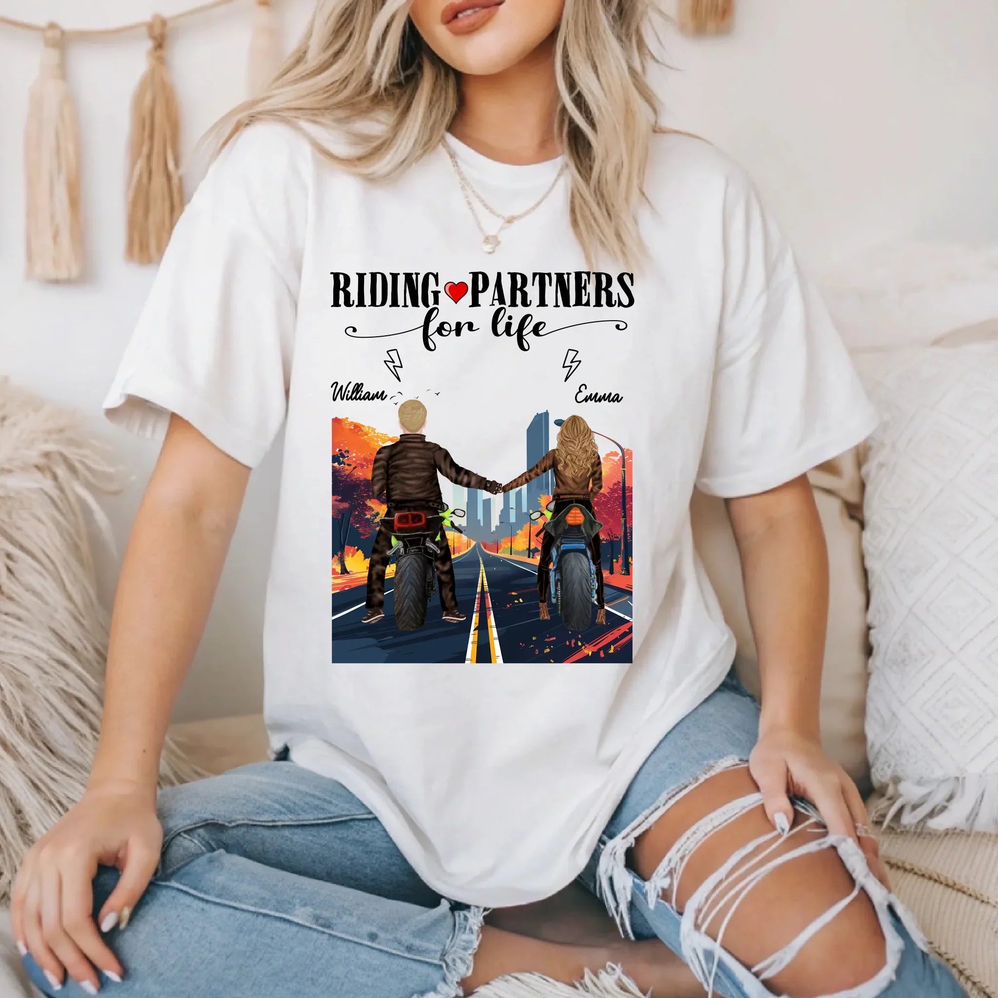 Personalized Riding Partners Life Custom Names - Adult & Kids T-Shirts, Sweatshirts & Hoodies apparel design preview 1